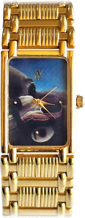 173. The Sleeping Gypsy — hand-painted dial, golden stainless-steel bracelet