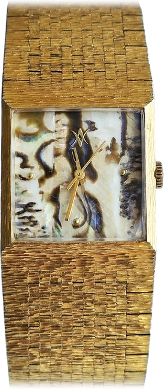 217. The Golden Dune Royal — hand-painted dial, textured gold-plated brass case, gold-plated brass bracelet
