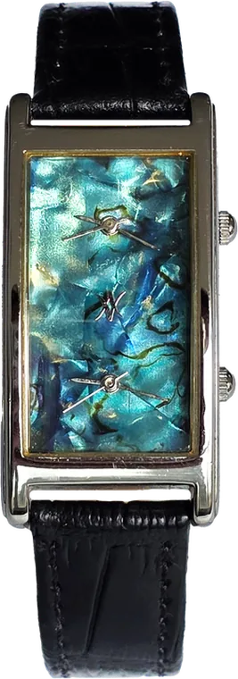 83. Ocean Tears Dual-Time Zone — hand-painted dial, leather black strap
